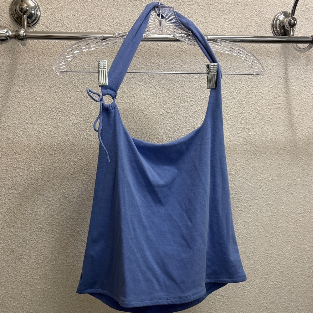 Sleeveless Halter Tank Top in Periwinkle Blue